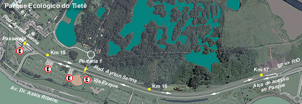Mapa do Estacionamento Parque Ecológico Tietê